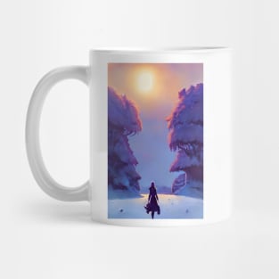 Anime Girl Sunshine Snowy Christmas Landscape Mug